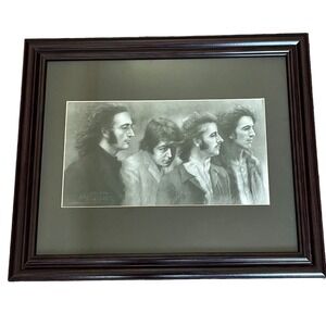 Beatles Framed Matted Print Black White 2002 Signed by Haiyan Woodhaven New York